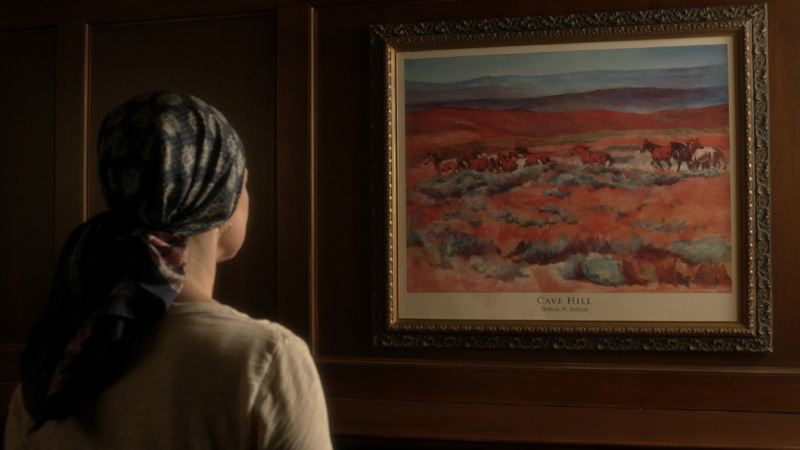 Abby Donovan gazes at painting by equine artist Karen Brenner in the "Horses" episode of Ray Donovan, a Showtime hit