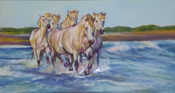 White Horses of the Camargue painting