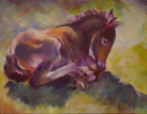 Foal Alone, painting by Karen Brenner