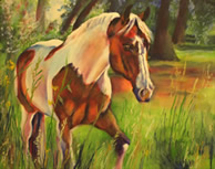 Crash - Horse Painting by Karen Brenner