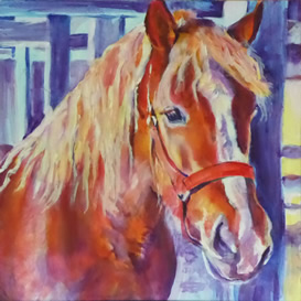 Larry - Belgian horse painting by Karen Brenner