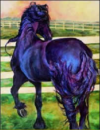 Friesian horse painting by Karen Brenner