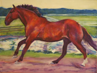 Warmblood horse painting