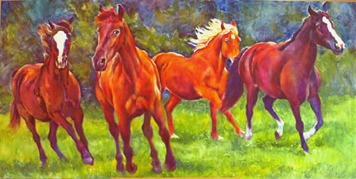 Four Gaited Horses - painting by Karen Brenner