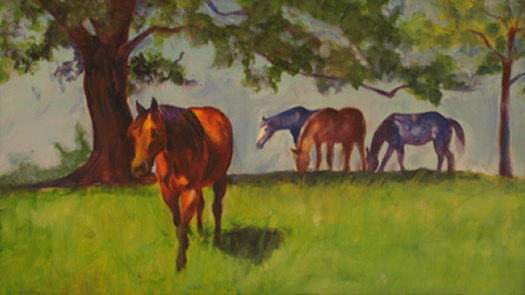 Charlie Ann's Horses - Horse painting by Karen Brenner, oil on masonite