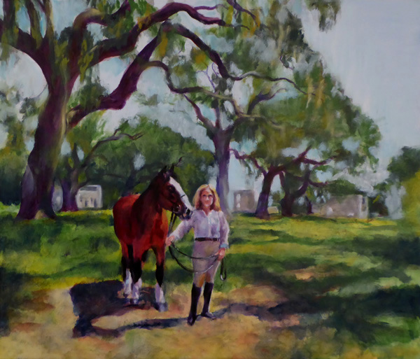 Roscoe and Holly on Spring Island, SC - oil painting by Karen Brenner