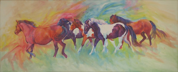 Carr Ranch Mustangs - Dreamy - oil painting by Karen Brenner