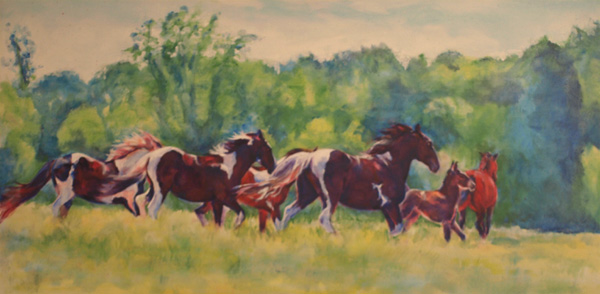 Carr Ranch Mustangs - oil painting by Karen Brenner