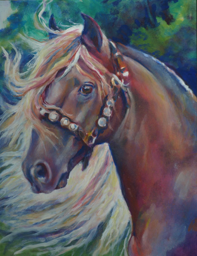 Destiny - Rocky Mountain Stallion - painting by Karen Brenner