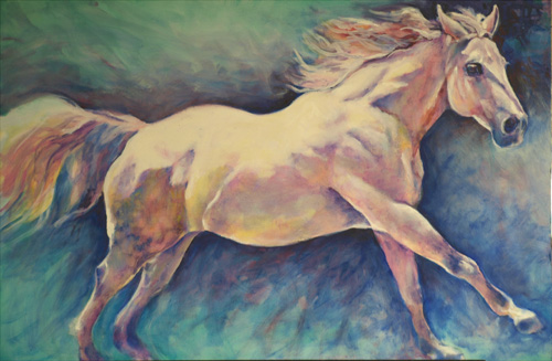 Jacks Gray Boy - AQHA - painting by Karen Brenner