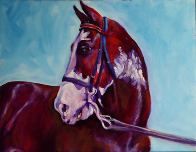 Opp's Im Splashed - Horse Painting by Karen Brenner