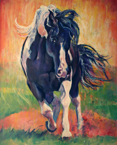 Snoopy - Spotted Saddle Horse stallion - painting by Karen Brenner