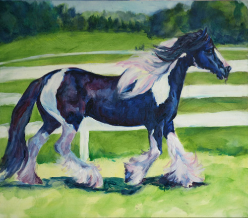 The Producer - Gypsy Vanner stallion - painting by Karen Brenner