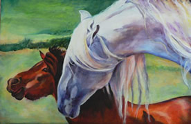 Horse painting - Zeus and Remate by Karen Brenner